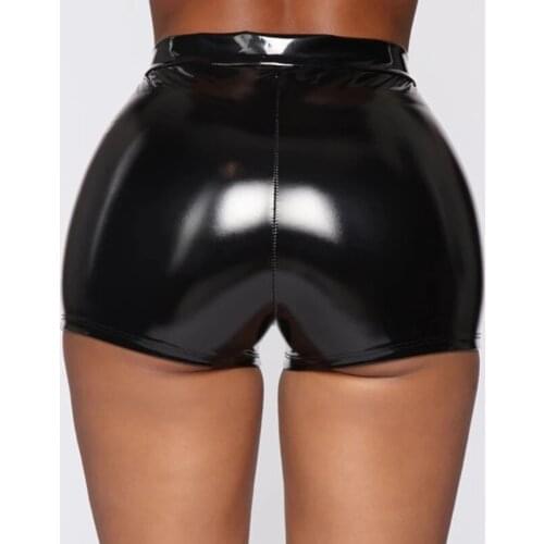 Sexy Bottom Underwear Women Sexy High Waist Leather Hot Pants Short Erotic Shiny Shaping PVC Boxer Glossy Bag Hip Latex Shorts