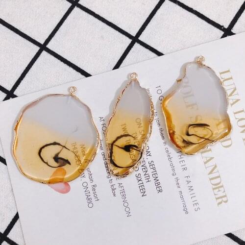 Retro Irregular Resin Eardrop Pendant Charms Necklace Accessories Jewelry Component Diy Handmade Material 2pcs