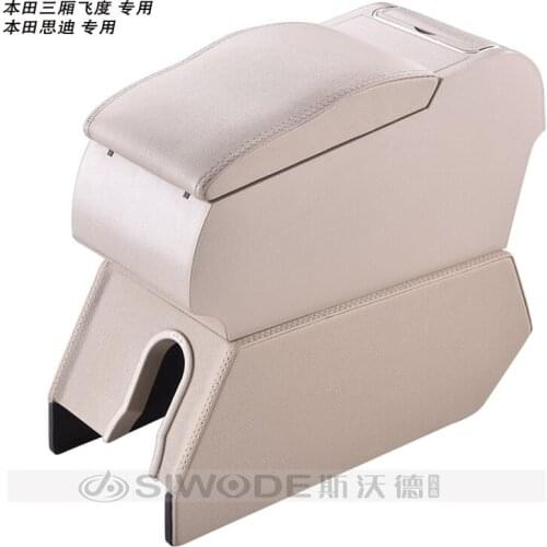 Free Punch Wooden Pu Leather Special Car Armrest Box with 4 USB Hole for Honda City/Fit Car Center Hand Box