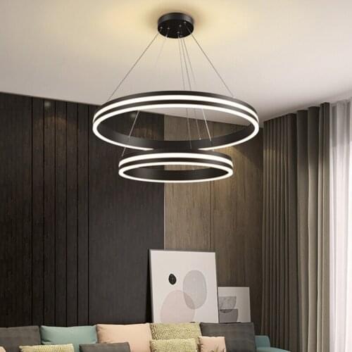 Led Ceiling Chandelier Black Gold Living Room Bedroom Dining Round Pendant Lights Simple Modern Indoor Lighting Decoration Lamps