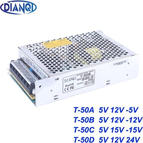 Triple output power supply 50w 5V 3A, 12V 1A, 24V 1A power suply T-50D ac dc converter good quality