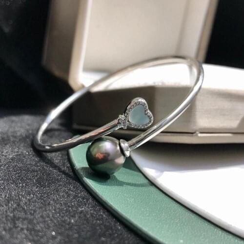 Heart 925 Sterling Silver Bangle Settings Findings Mountings Base Parts Bangle for Crystal Agate Pearls Jade Coral Beads