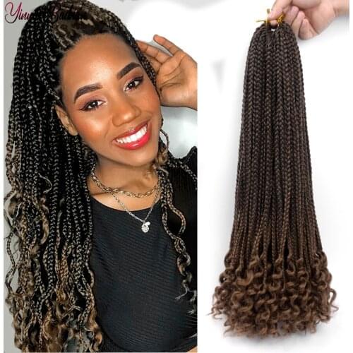 Yinmei Baibian 20 Inch Crochet Hair Box Braids Curl Ends Synthetic Ombre Hair for Braid 22 Stranders Braiding Hair Extensions