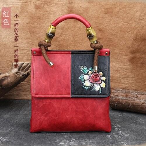 Women New Fashion Splicing Color Ethnic Style Features Embossing Retro Large Capacity Shoulder Bag Crossbody Bag Office Daily