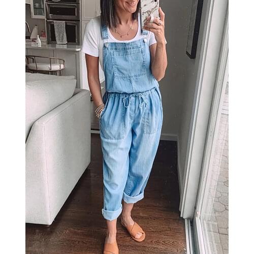 Women Overalls Jumpsuit Overalls Woman Denim Loose Casual Pants Mid Waist Vintage Lacing Summer Overalls Jumpsuit women Pants