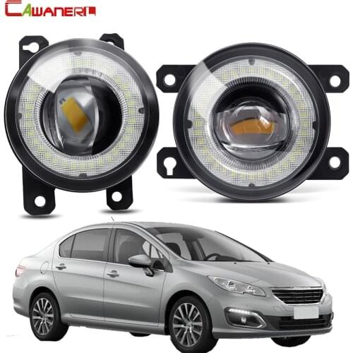 2 X Car Right + Left Fog Light Assembly LED Angel Eye Daytime Running Light DRL 30W 8000LM 12V For Peugeot 408 2017 2018