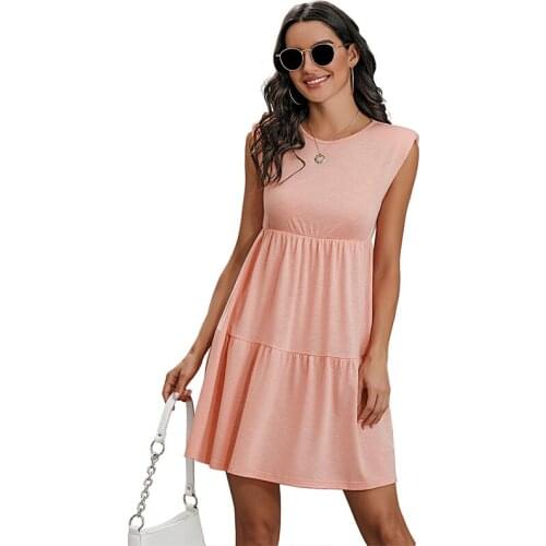 2021 New Summer Sleeveless O-Neck Womens Sexy Mini Dress Casual Harajuku High Waist Dresses For Woman Korean Fashion Clothing