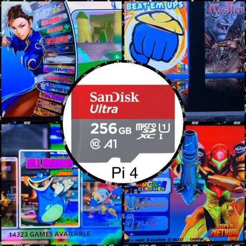 256 GB Micro SD Card Retropie 4.6 Emulation Station For Raspberry Pi 4 3D Boxart Video Previews - 14000+ Games 50 System