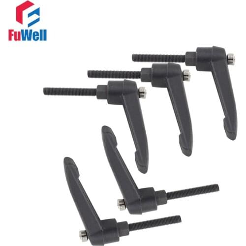 5pcs M5 x 50mm Thread Black 50mm Length Thread Metal Knob 5mm Thread Dia Adjustable Handle Lever Clamping Handles