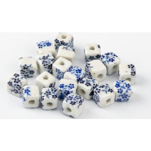 7# 40pcs Square Shape Flower China Ceramic beads beads jewelry For earrings making Quality Ceramics beads #A113B