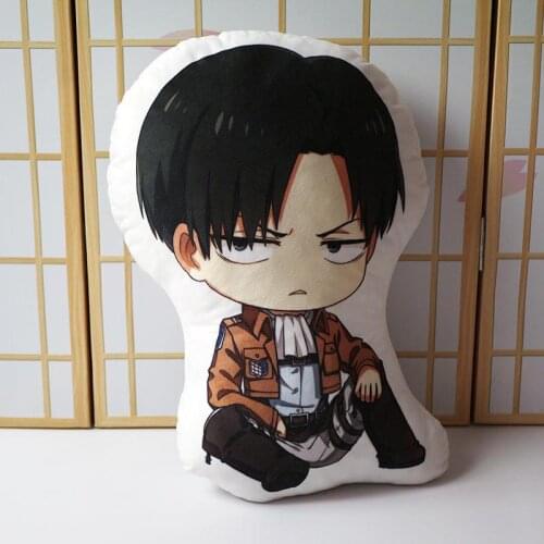 45cm Anime Attack On Titan Double-sided Eren Jaeger Captain Mikasa Plush Doll Pillow Cartoon Figure Dolls Levi Soft Plush Dolls