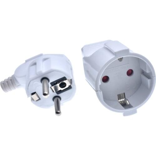 White 250v 16a french Russia Korea German EU Schuko Plug power cord wired cable Socket Male Female Assembly Receptacle connector