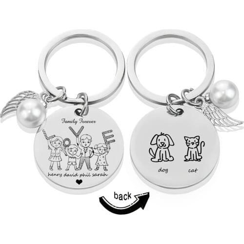 New Arrival Custom Family Name Engraved Stainless Steel Keychain Personalized Parents childs Name Metal Lettering Key Chains