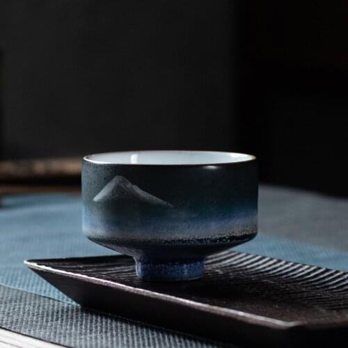 Kiln Baked Kung Fu Tea Set Master Cup Tea Ceremony Teacup Far Mountain Creative Handmade Tea Cup Ceremonial Cup Chinese Teacups