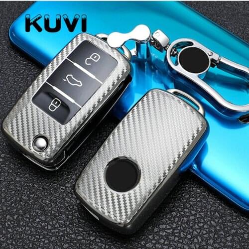 Tpu Carbon Filber Car Key Case Cover For VW Volkswagen Polo Tiguan Passat B5 B6 B7 Golf 4 5 6 MK6 Jetta Lavida For Skoda Octavia