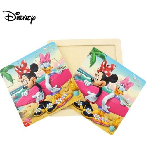 Disney 9 piece wooden puzzle Mickey / Princess Puzzle puzzle 2-3-4 years old baby Wooden toy puzzle