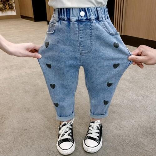 Kids Jeans Heart Pattern Jeans For Girls Spring Autumn Jeans Baby Girl Casual Style Baby Girl Clothes