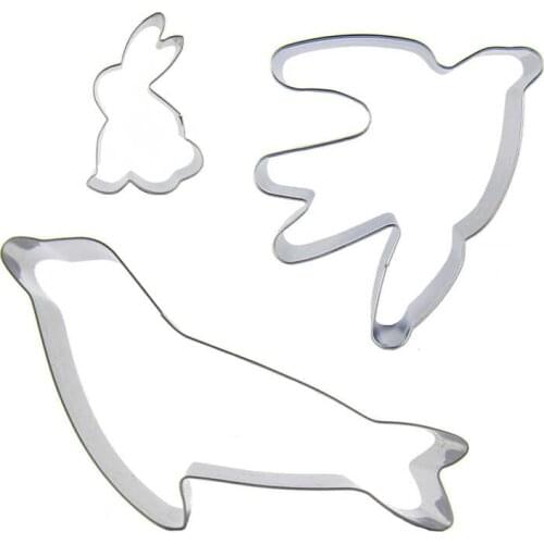Small Rabbit, Swallow, Sea Lion shape 3 piece biscuit cutting molds, baking tools, cake decorating soft candy tools