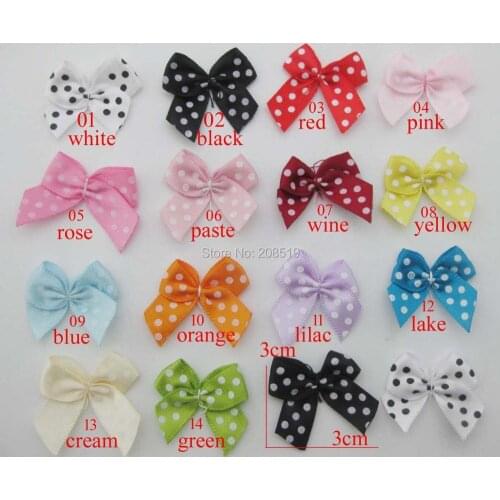 FZNNAF 100Pcs Printing Dots Thread Twist Hand Made Satin Ribbon Bows 3CM DIY Designers Jewelry Accessory