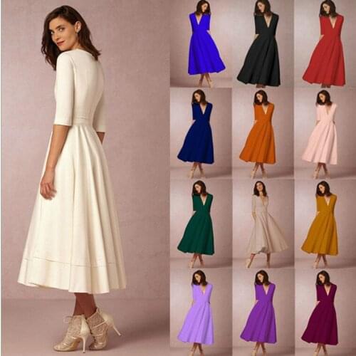 High End Summer Women Sexy Deep V Neck Short Sleeve Long Dress A Line Party High Waist Girls Dress Plus Size 2XL 3XL Multicolor