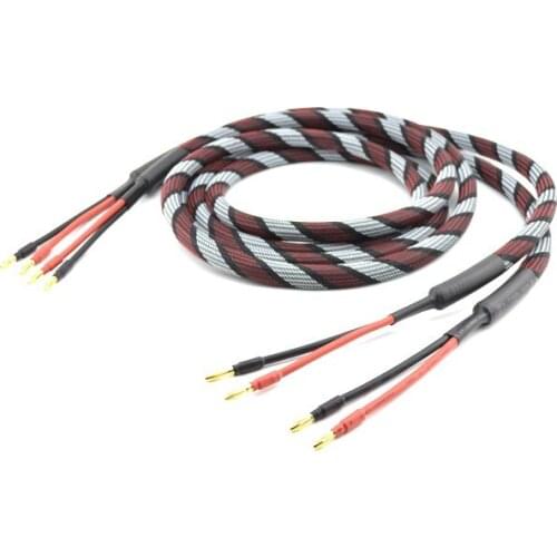 Pair Golden Plated Audiophile Speaker Cable 2.5m hifi speaker wire cable