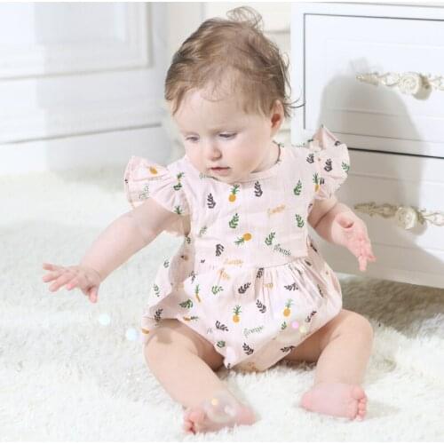 Print Baby Girls Rompers Fly Sleeve Clothing Romper Summer Newborn Baby Clothes Baby Girl Photography Outfits One Piece Jumpsuit