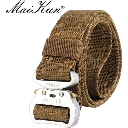 Maikun Nylon Belts for Men Military Tactical Mens Belt Male Metal Buckle Belt Male 3.7CM
