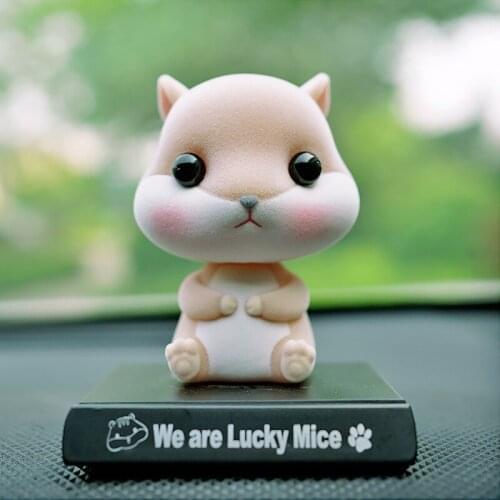 Cute Hamster Figure Shaking Head Toys Car Doll Action Figure Phone Holder Car Decoration Interior Accessories
