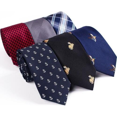Fashion 6cm Slim Neck Ties For Men Animals Pattern Necktie Classic Mens Tie Sloid Checked Neckwear Party Wedding Gift New Ties
