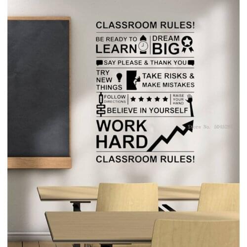 Classroom Rules Wall Decal Education Sign School Quotes Class Room Wall Decor Gifts Wall Art Motivational Poster Mural Y252