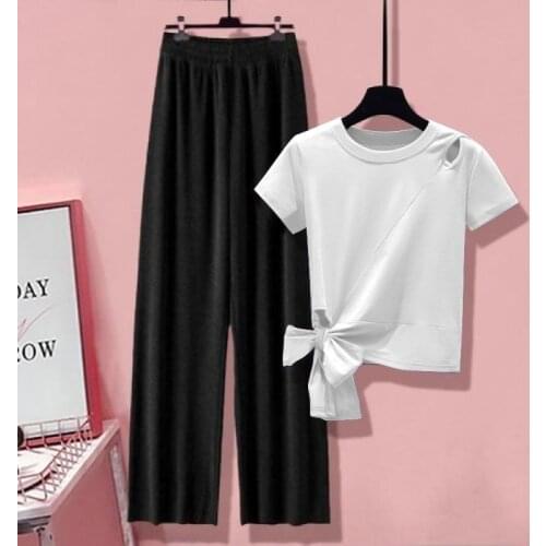 2021 Summer New Large Size Loose Casual Two-piece Suit Short Sleeve T-shirt and Pants Suits 2 Piece Sets Womens Outfits X25