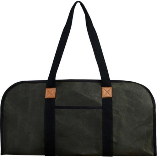 Portable Large Firewood Carrier Waxed Canvas Fireplace Wood Log Holder Tote Bag