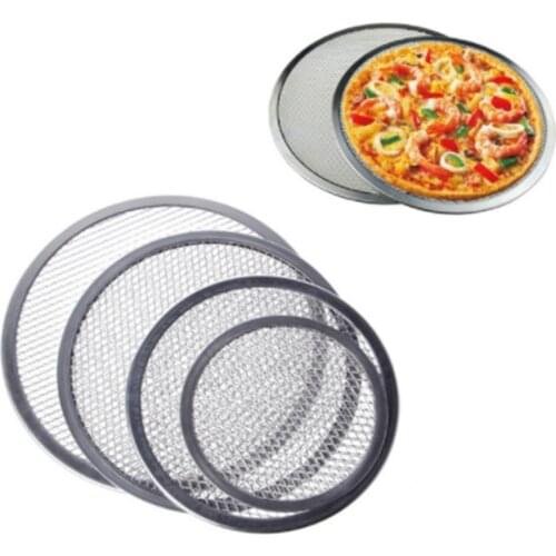 6-14 inch Pizza Pan Aluminum Thicken Non-stick Metal Net Round Pizza Mesh Pan Baking Tray Seamless Pizza Bakeware Kitchen Tools
