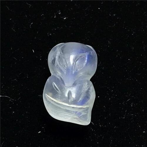 Real Natural Blue Light Moonstone Pendant For Women Man Fox Carved Crystal 11x7mm Beads Healing Luck Gift Stone Jewelry AAAAA