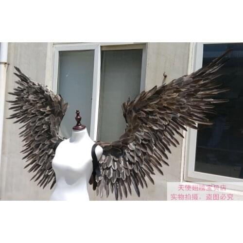 Angel stage show prop Amazing Gray Devil feather wings Cosplay photography Game Display Game shooting catwalk model