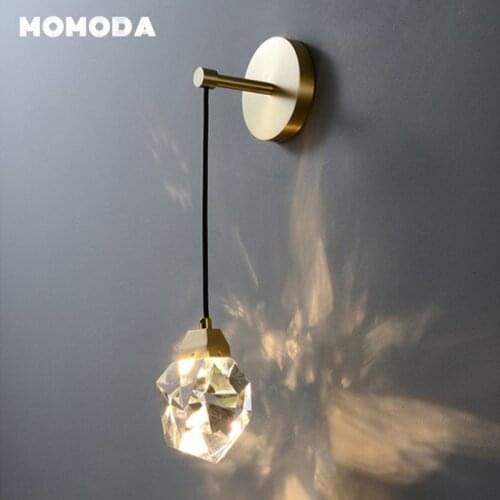 Luxury LED Wall Lamps Modern Crystal Iron Gold Wall Sconce Bedroom Living Room Corridor Indoor Lighting Fixture Lustre Decor