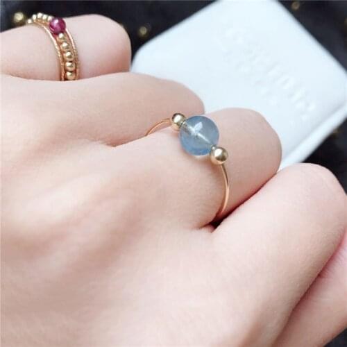 Natural Blue Crystal Rings 14K Gold Filled Knuckle Rings Gold Jewelry Mujer Bague Femme Handmade Minimalism Jewelry Boho Rings