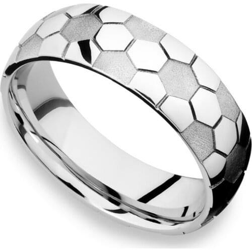 Stainless steel silver football ring