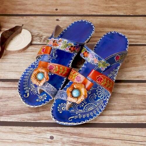 YourSeason Ladies Slippers Summer Shoes Genuine Leather Outside Slides Handmade Women 2021 Wedges Slippers Mixed Colors
