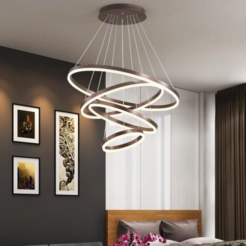 Modern Led Chandelier Rings Circle Ceiling mounted LED Chandelier Lighting For Living room Dining room Kitchen Wthie/Black/Brown