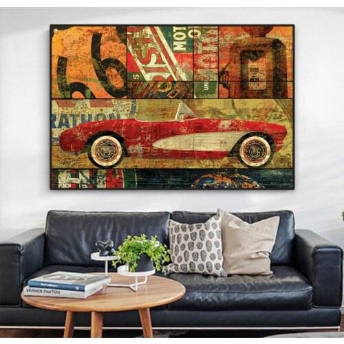 Sports Car Vintage Posters and Prints Retro Decor Canvas Pictures Bedroom Wall Art Living Room Wall Painting Cuadros Decoracion