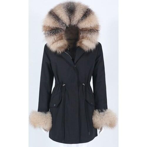 MENINA BONITA 2021 Waterproof Long Parka Real Fur Coat Winter Jacket Women Natural Fox Fur Collar Hooded Cuffs Warm Detachable