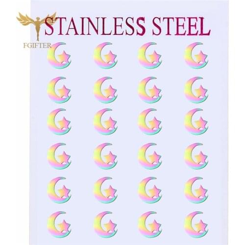 Stainless Steel Earrings Women Men Hip Hop Colorful Moon Star Stud Earring Fashion Jewelry Best Gift for Friend Girl