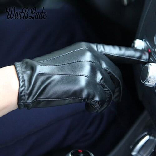 WarBLade High Quality Womens Luxurious PU Leather Gloves Winter Driving Warm Gloves Cashmere Tactical Gloves Drop Shipping