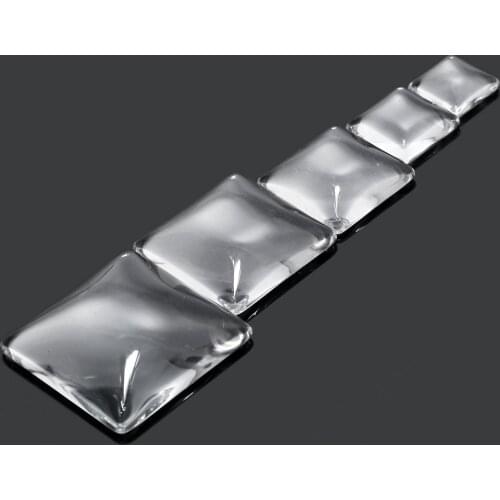 20/10Pcs 12-30mm Clear Square Glass Cabochon Dome Flatback Transparent Crystal Magnify Base Cover Scrapbook Jewellery DIY Making