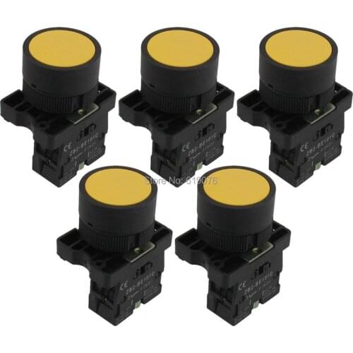 22mm 1 NO N/O Yellow Sign Momentary Push Button Switch 600V 10A ZB2-EA51