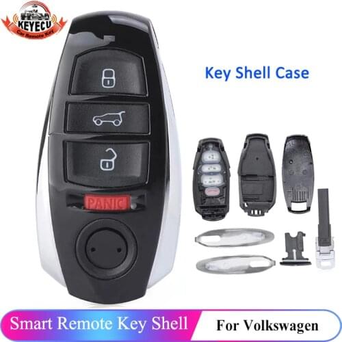 KEYECU 4 Button Replacement Smart Remote Key Shell Case Fob for Volkswagen Touareg 2011 2012 2013 2014 2015 2016