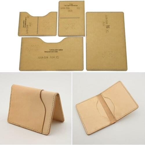 DIY wallet kraft paper template dual card storage ID folder leather craft tool sewing pattern 14.2cm * 10cm