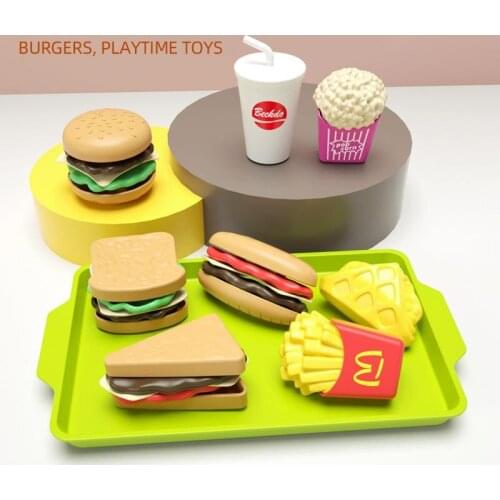 Children Pretend Simulation Food Toys Baby Play House Hamburger Hot Dog French Fries Kitchen Set Toys Fast Food Educational Toys