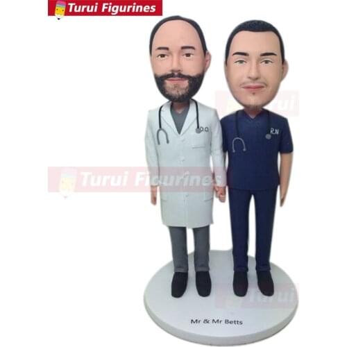 Gay Male Doctor Male Nurse Custom Wedding Topper Personalized Gay Wedding Cake Topper Figurine Gay Male Wedding Gifts Doctor